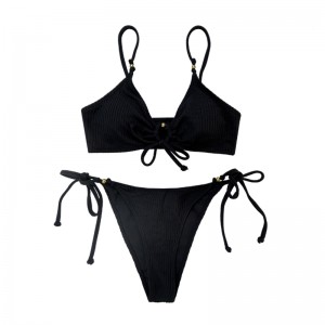 Ring Halterteck Lace-Up Swimsuits