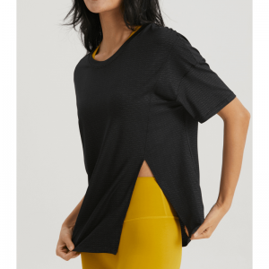 Tách áo áo phông Yoga màu rắn cổ