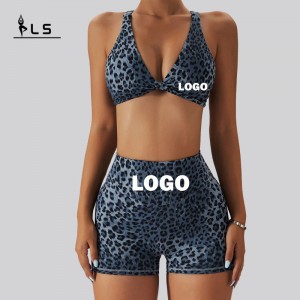 SC1066 Phụnữ Yoga Sets Sao Leopard In Thể thao Bra and Sport Short Run Suit Suit Set Fitness Woman 2024