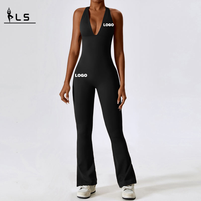 SC1077 Phụnữ V Cổ không có một mảnh áo jumpsuits phòng tập thể dục romper sexy spandex bodycon bodysuit