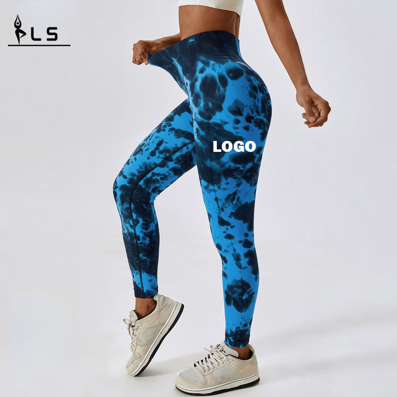 SC10123 Phòng tập thể dục Fesses Fitness Yoga quần leggings Quần phụnữ Scrunch Women leggins Yoga Tie Dye quần legging