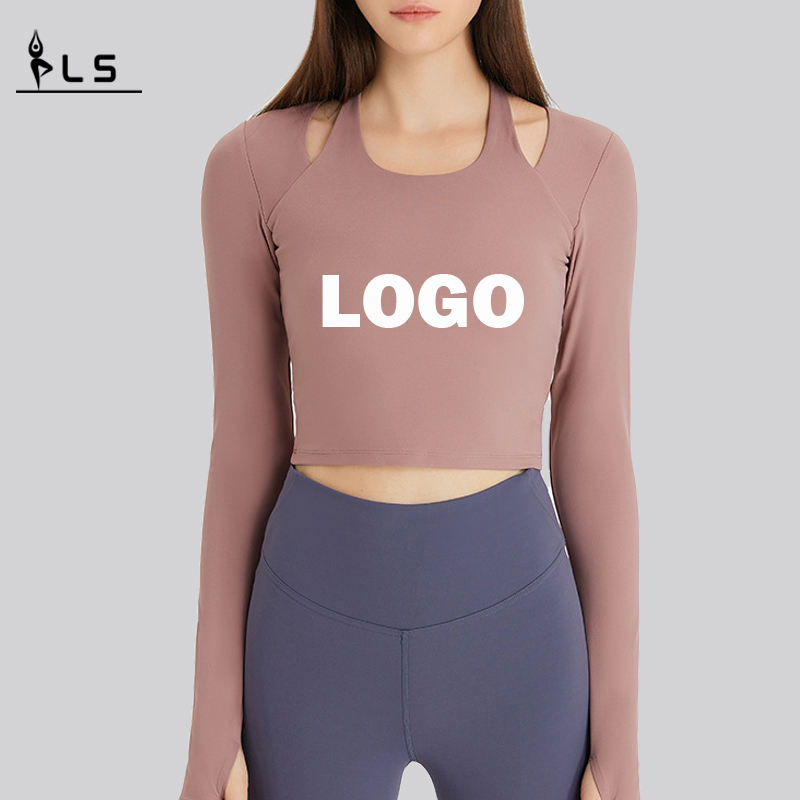 SC10273 Logo tùy chỉnh yoga t áo tập thể dục chạy áo phông áo tròn áo sơ mi áo dài áo sơ mi dành cho phụnữ cho phụnữ