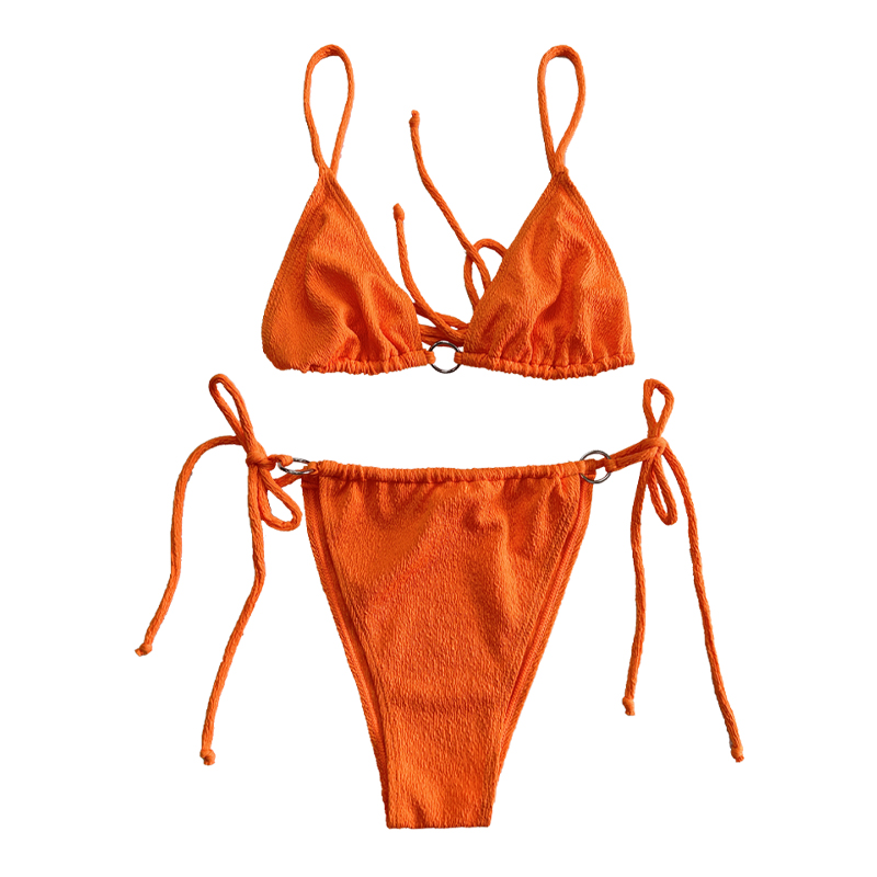 Áo bơi hai mảnh bằng vải xù lông màu cam
