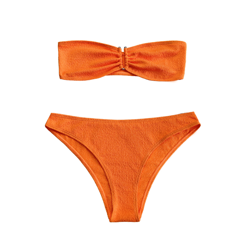Vải xù màu cam quết trên bộ đồ bơi U-split